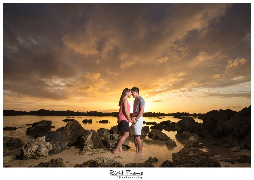 Hawaii Sunset Engagement Photographer near Turtle Bay Hotel Oahu