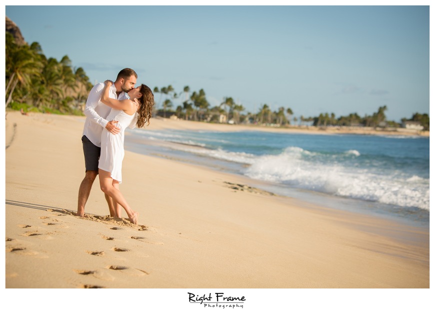 Romantic Engagement Sunset Beach Photo in Hawaii